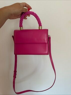 Zara Hot Pink Beaded-Handle Crossbody Bag